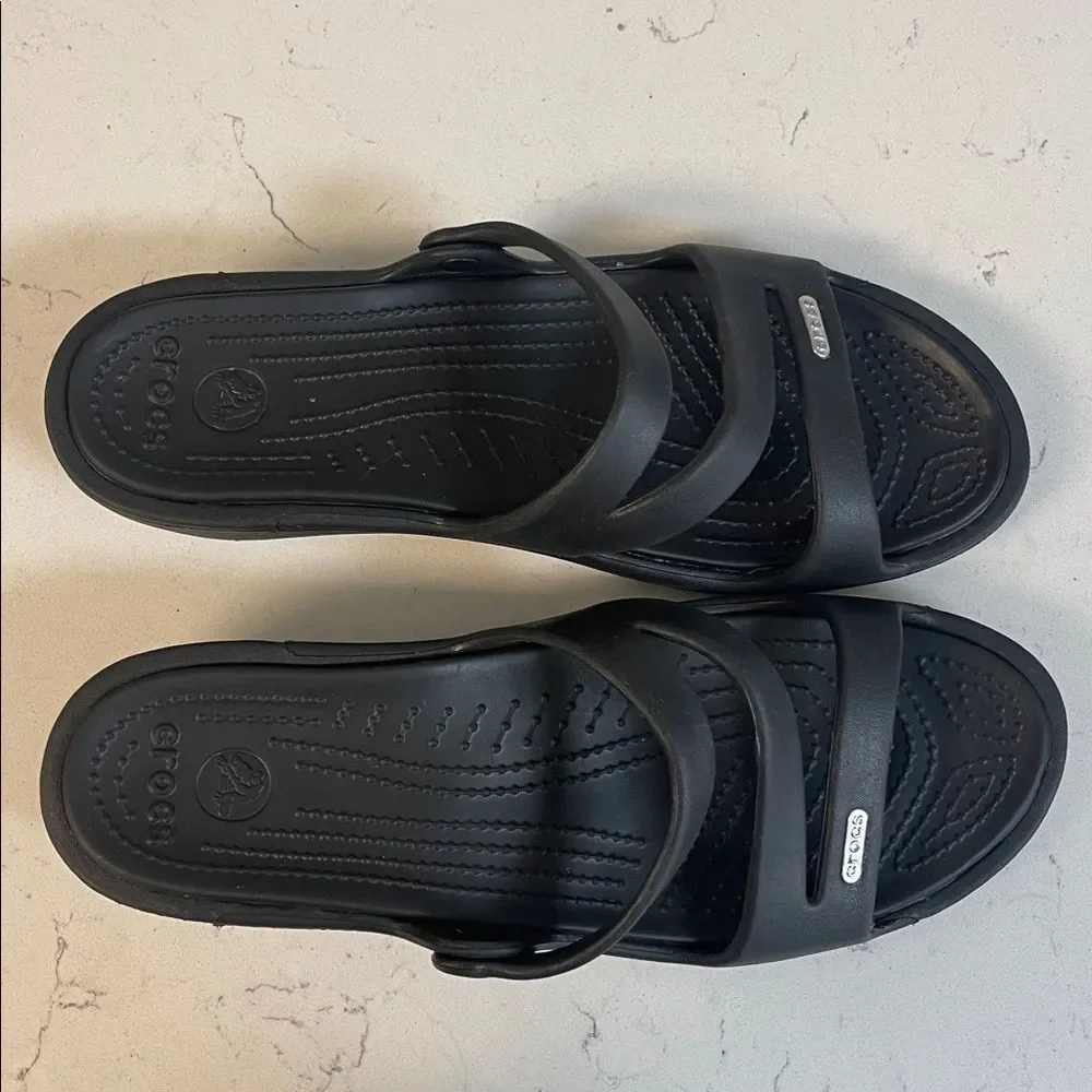CROCS Patricia Wedge Sandals Black Size 11